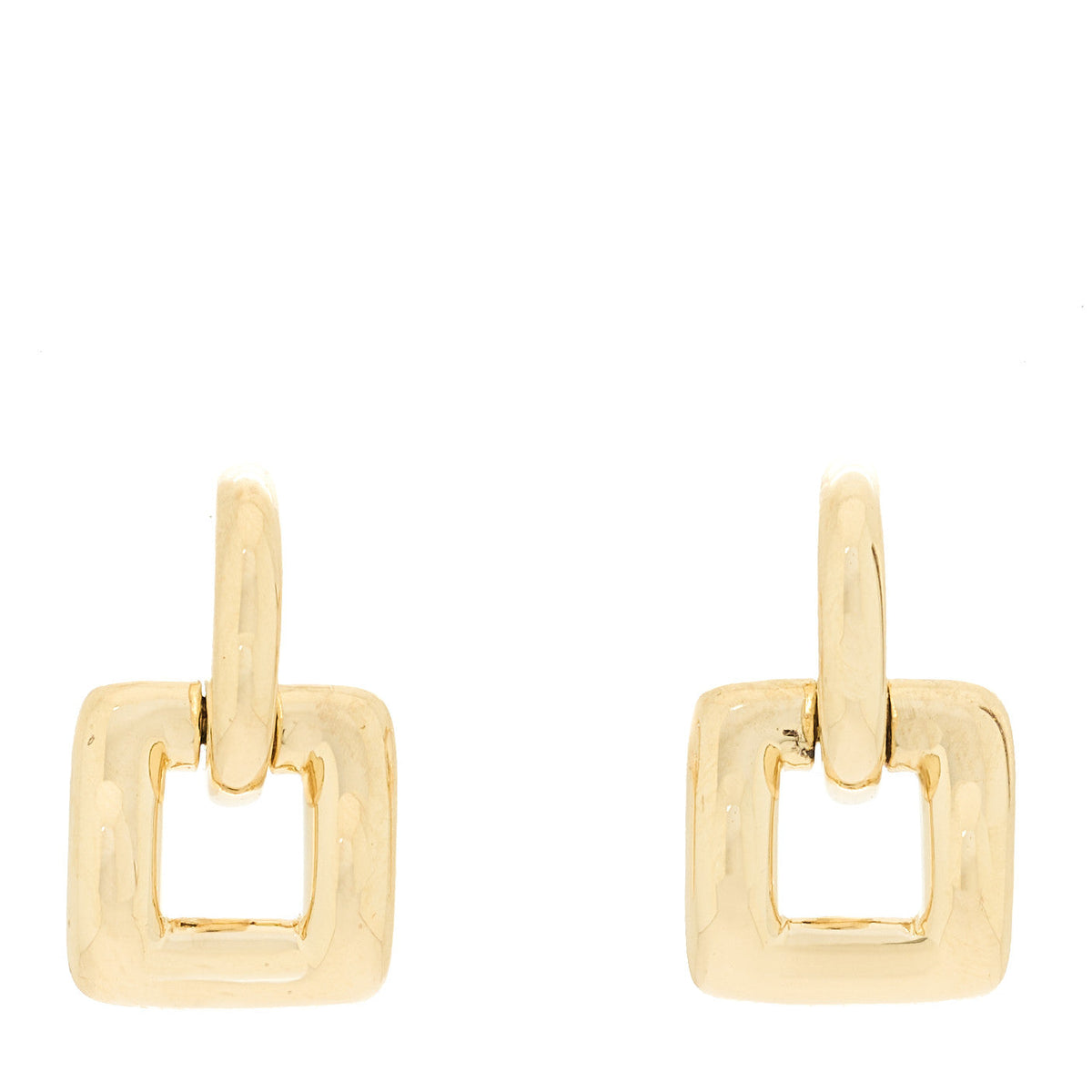 18K Yellow Gold Square Door Knocker Earrings