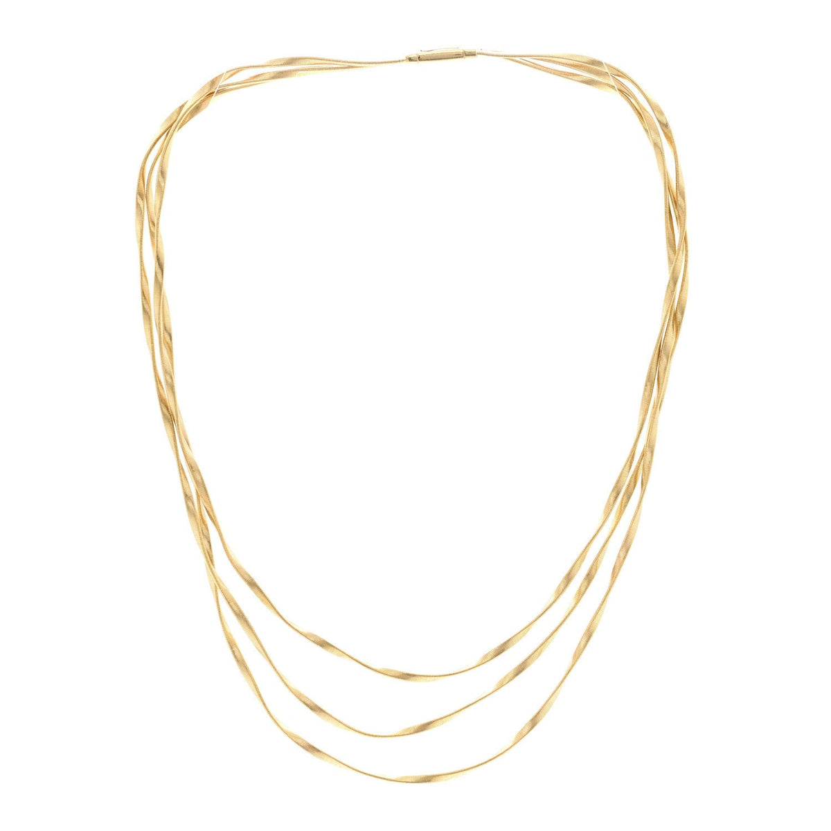 18K Yellow Gold Three Srand Coil Necklace