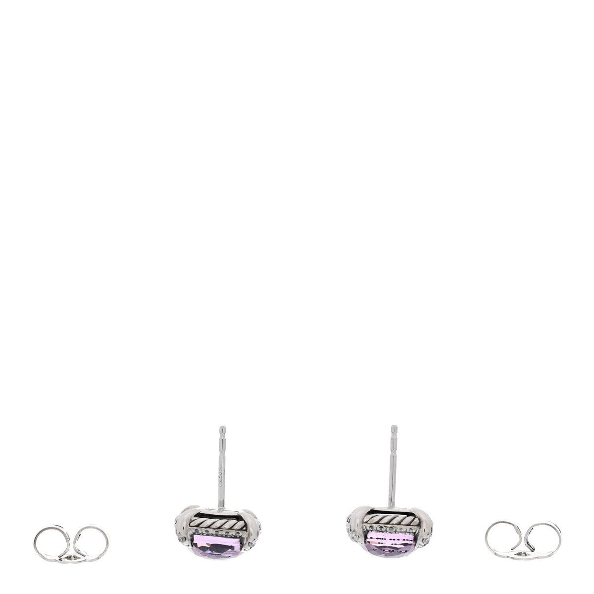 Sterling Silver Diamond Black Orchid 9mm Chatelaine Bezel Earrings