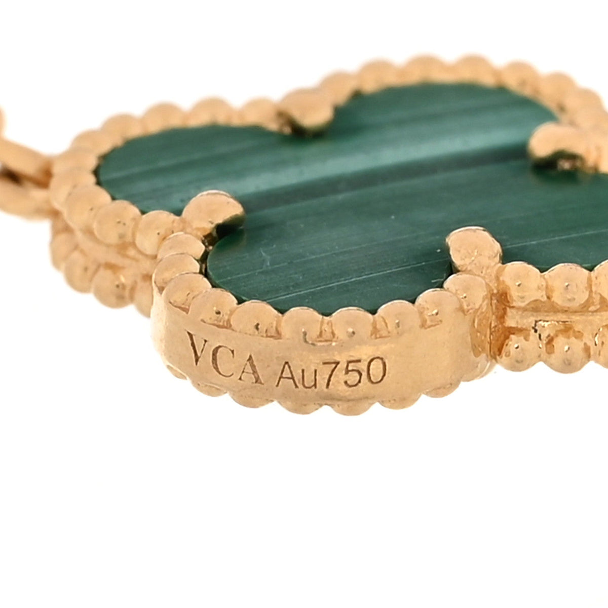 18K Yellow Gold Malachite 5 Motifs Vintage Alhambra Bracelet