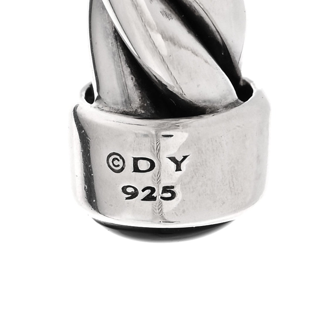 Sterling Silver Onyx 6mm Cable Classic Cuff Bracelet