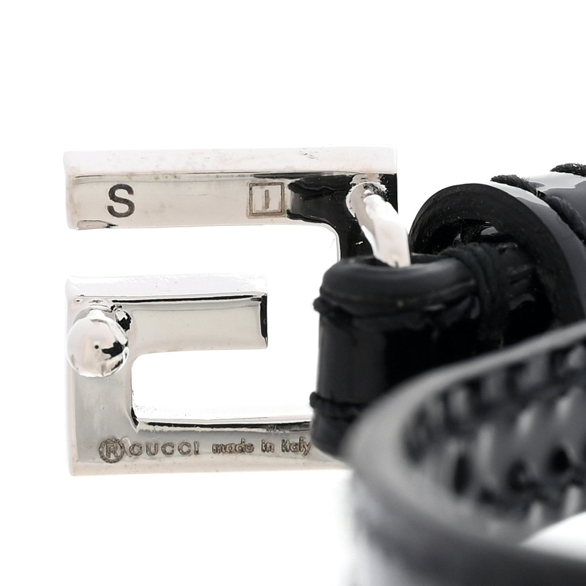 Patent Crystal G Buckle Bracelet S Black