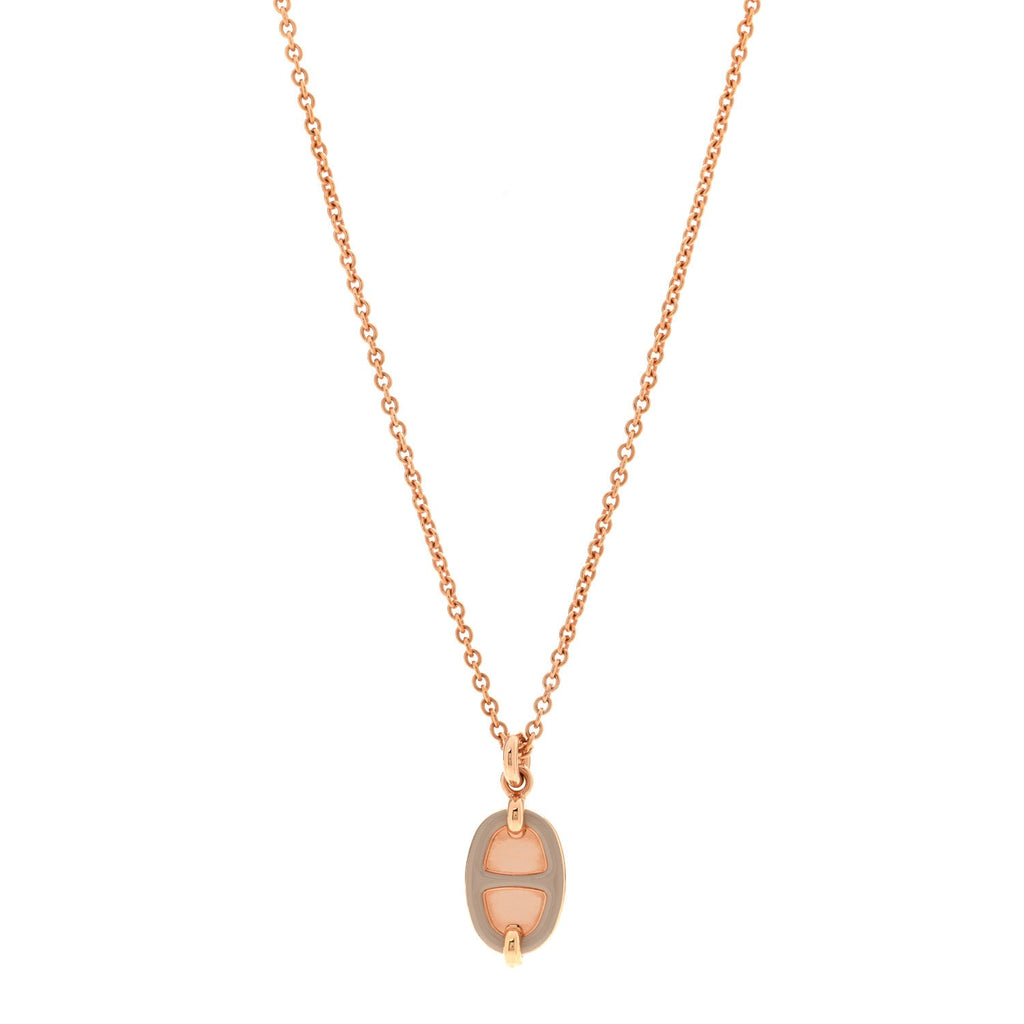 Metal Enamel Mini Maillon Pendant Necklace Marron Glace