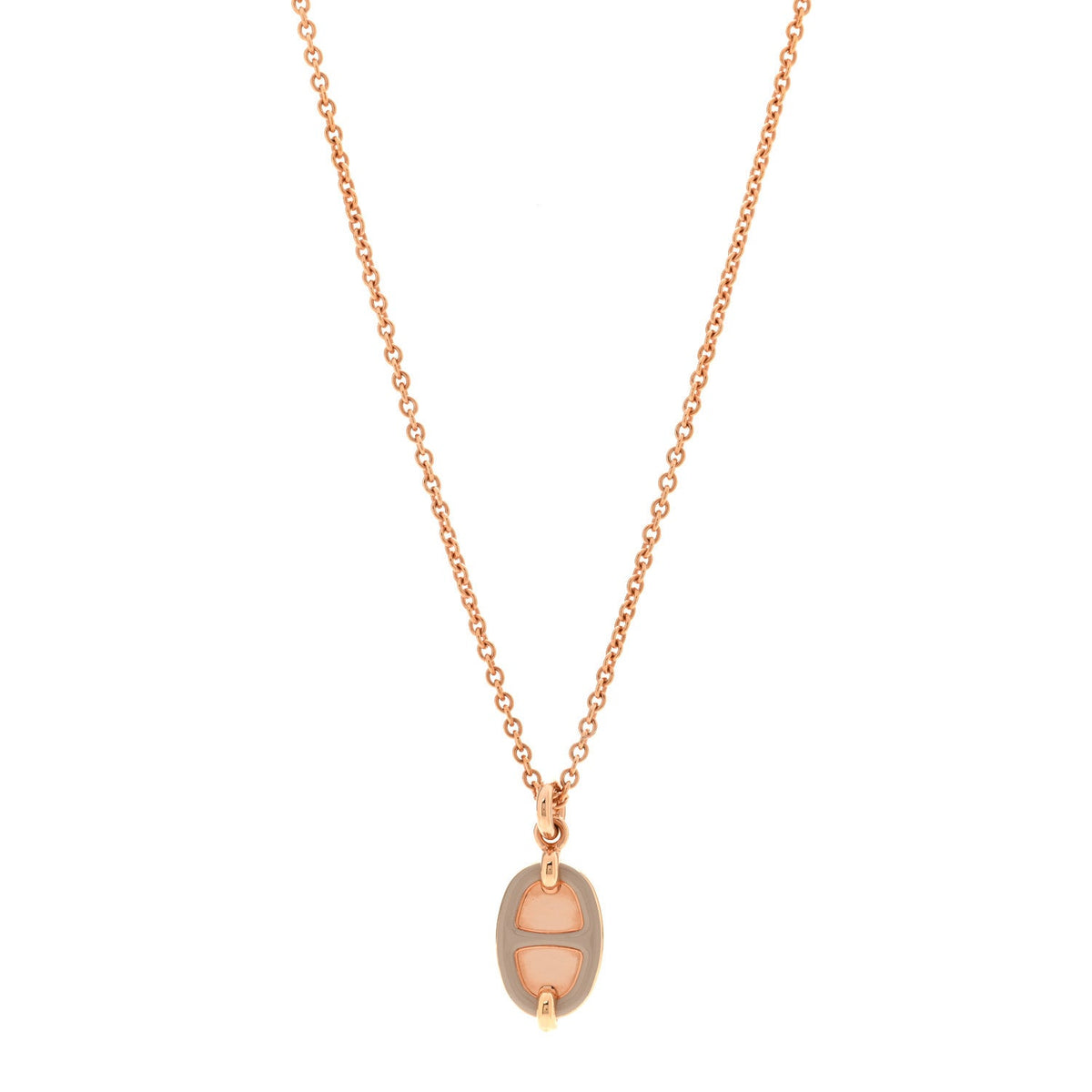 Metal Enamel Mini Maillon Pendant Necklace Marron Glace