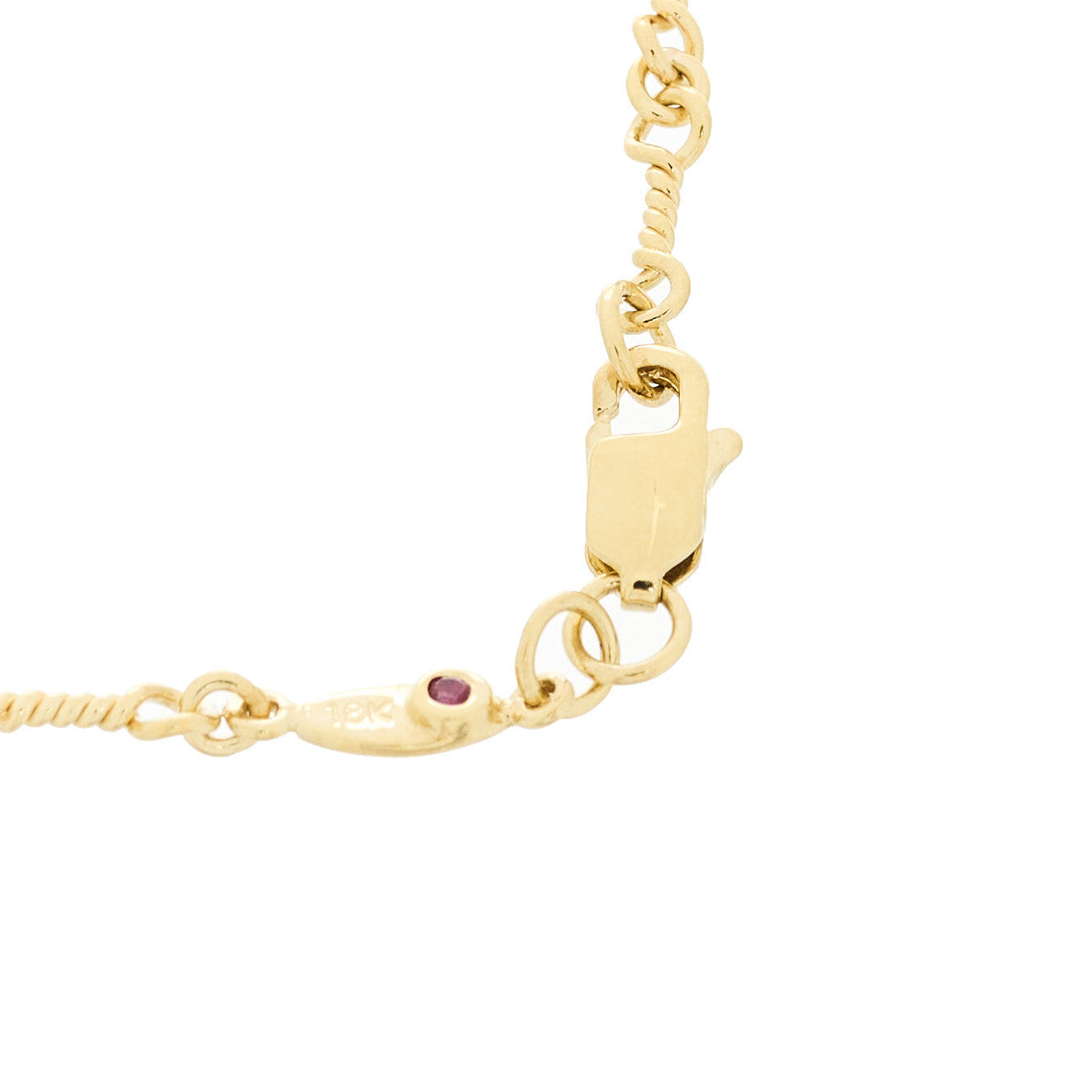 18K Yellow White Gold Diamond DogBone Chain Station Bracelet