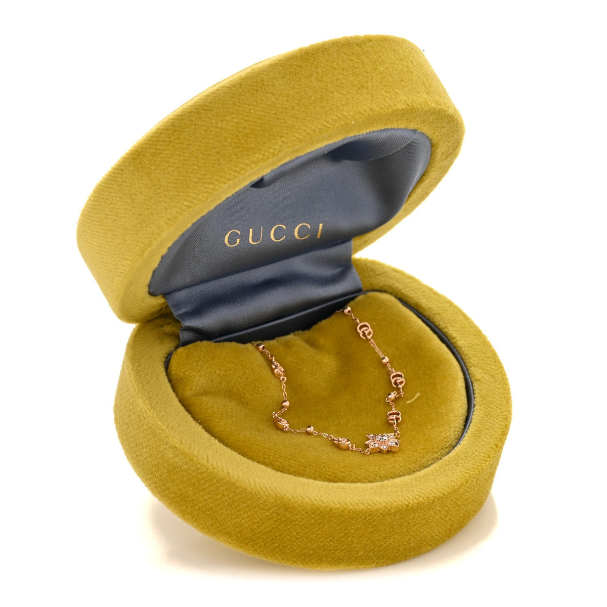 18K Rose Gold Diamond GG Flora Station Bracelet