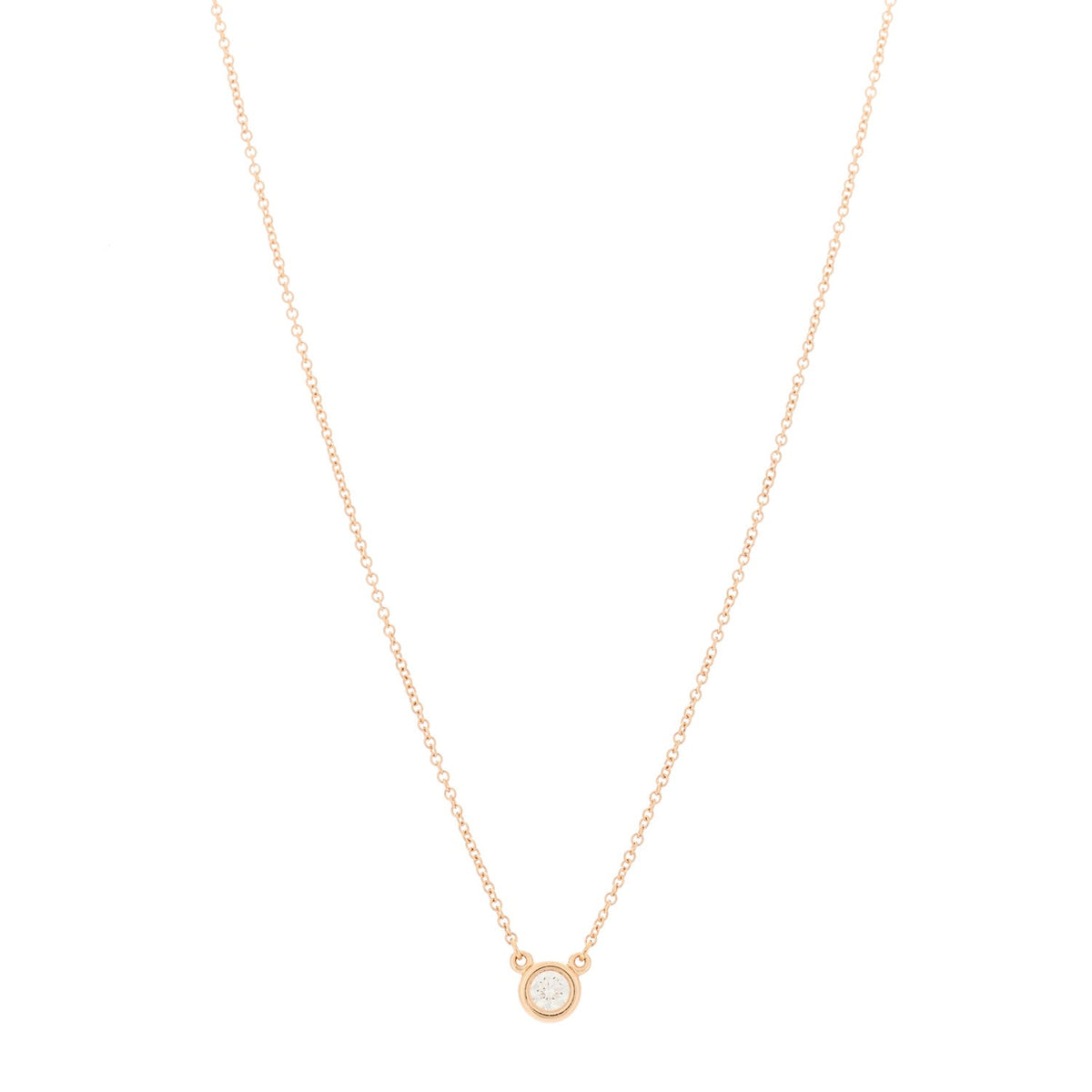 18K Rose Gold Diamond .17ct Elsa Peretti Diamonds by the Yard Pendant Necklace