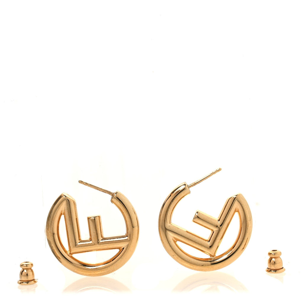 Metal FF Hoop Earrings Gold