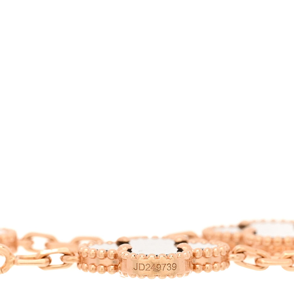 18K Rose Gold Silver Obsidian 5 Motifs Vintage Alhambra Bracelet