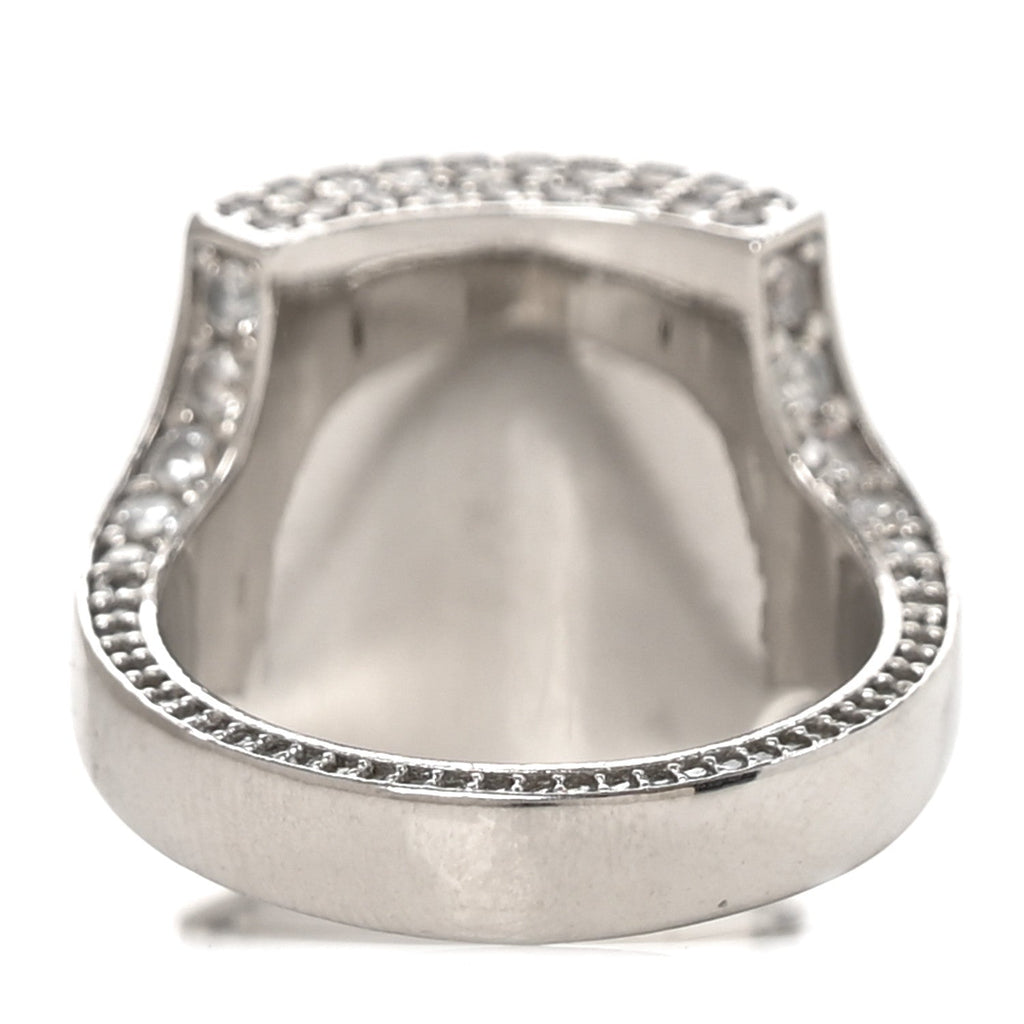 Metal Crystal Logo Square Signet Ring M Silver