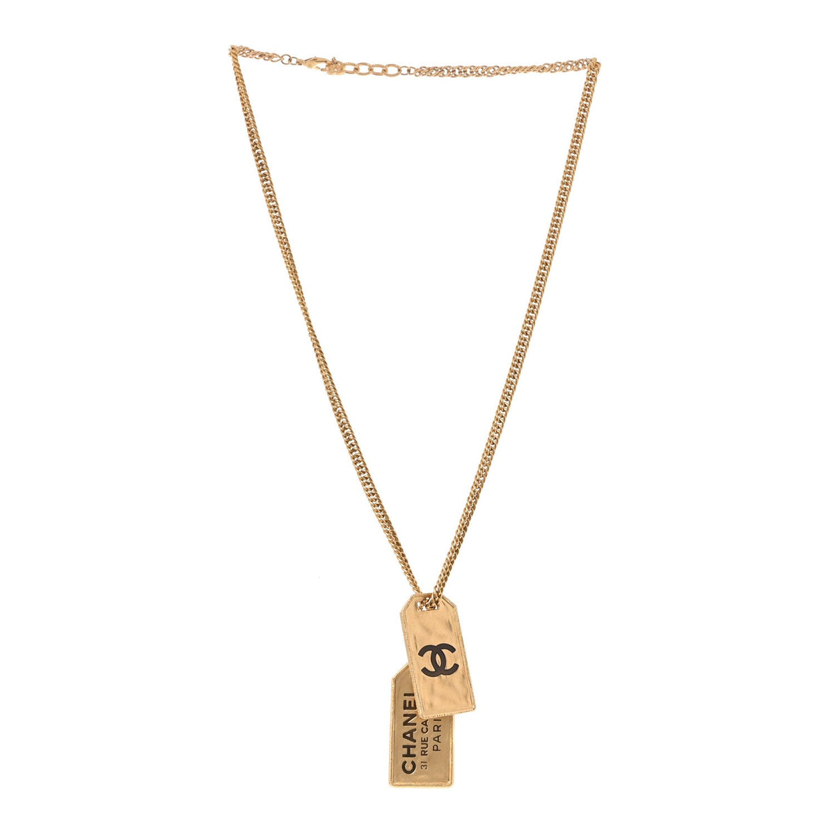 ID Dog Tag Charm Necklace Gold