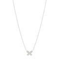 18K White Gold Small Diamond Butterfly Pendant Pave Necklace