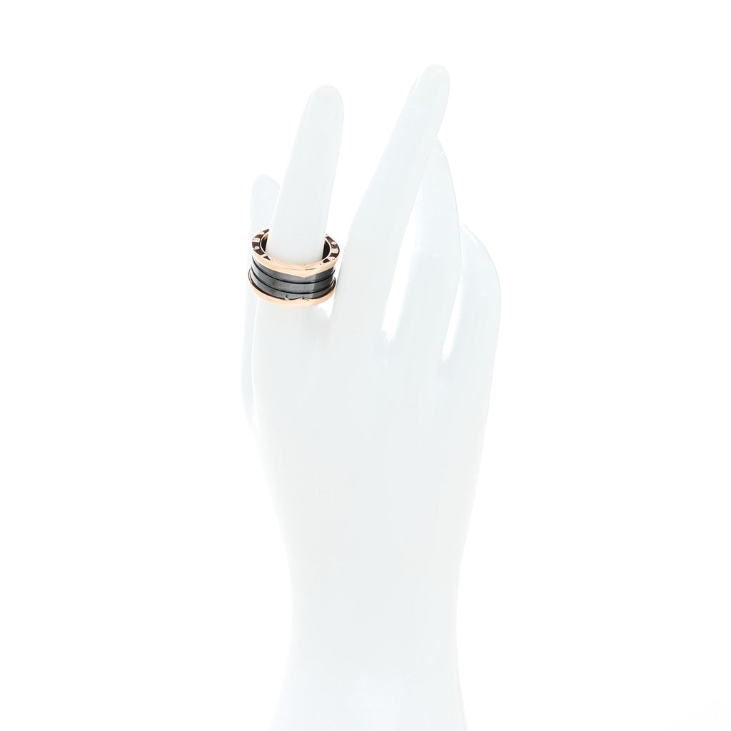 18K Rose Gold Black Ceramic B.Zero1 Four-Band Ring 57 8