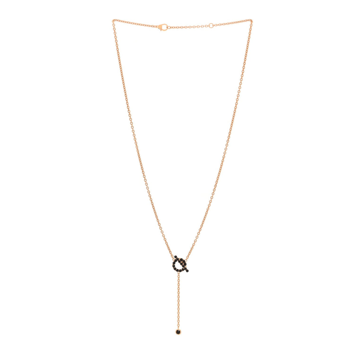 18K Rose Gold Black Spinel Finesse Lariat Necklace