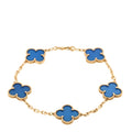 18K Yellow Gold Blue Agate 5 Motifs Vintage Alhambra Bracelet