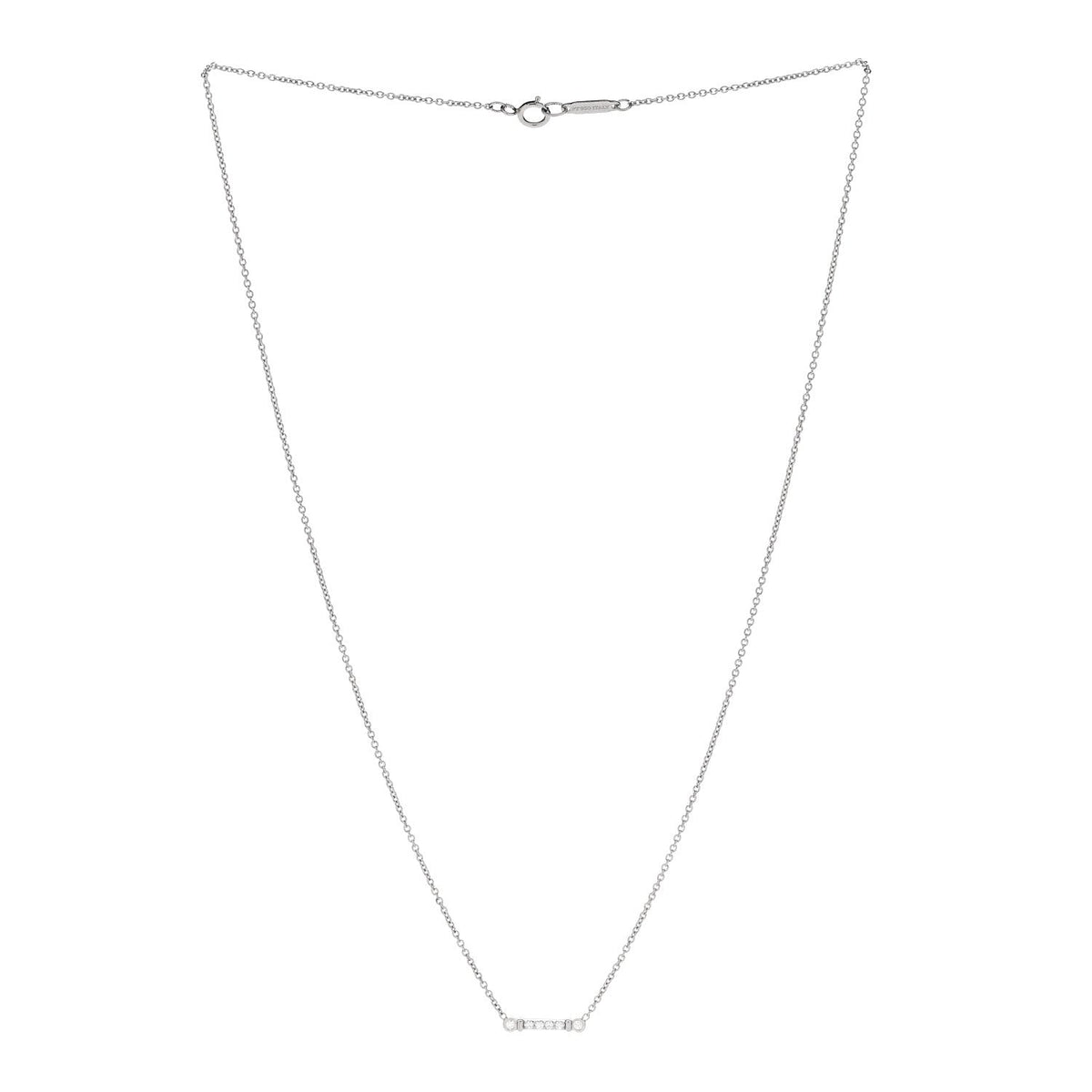 Platinum Diamond Fleur de Lis Key Bar Pendant Necklace
