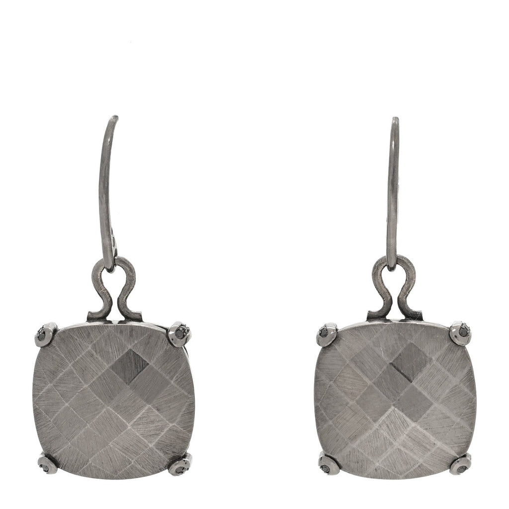 18K White Gold Black Diamond Intrecciato Pepita Earrings Gold