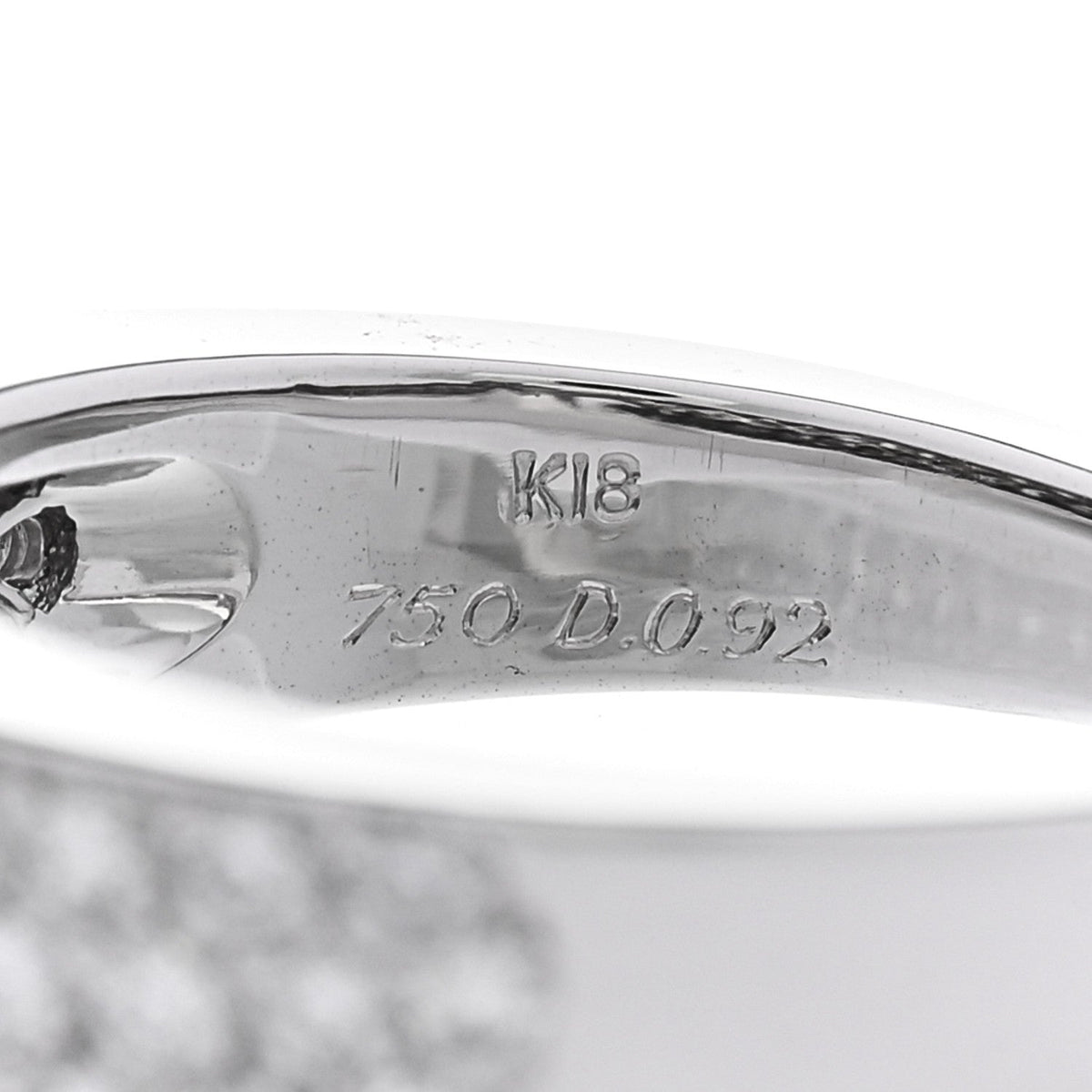 18K White Gold Diamond .92ctw Three Row Half Band Ring 51 5.75