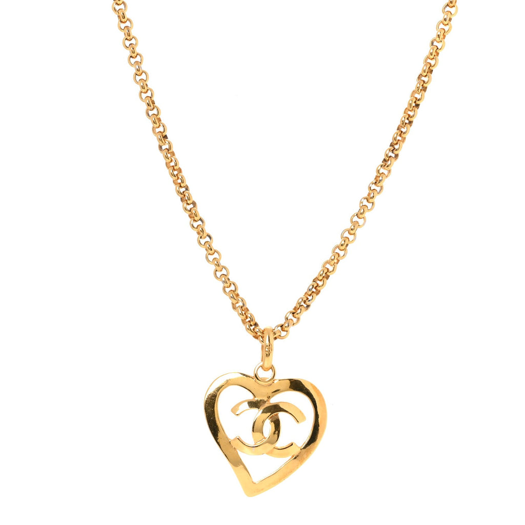 CC Heart Chain Pendant Necklace Gold