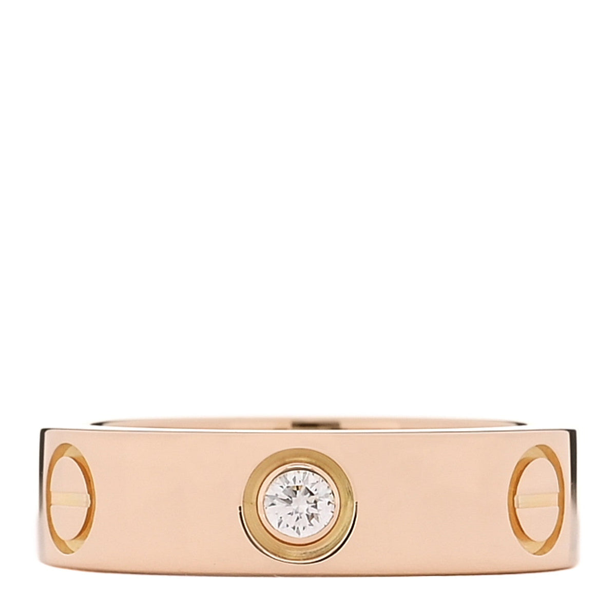 18K Pink Gold 3 Diamond 5.5mm LOVE Ring 53 6.5