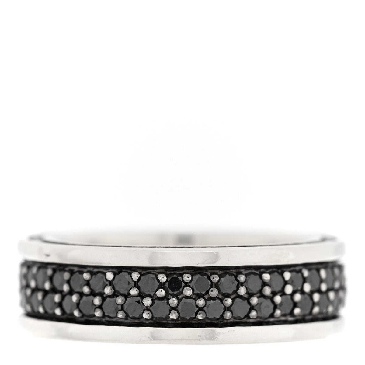 Sterling Silver Black Diamond Streamline Two-Row Band Ring
