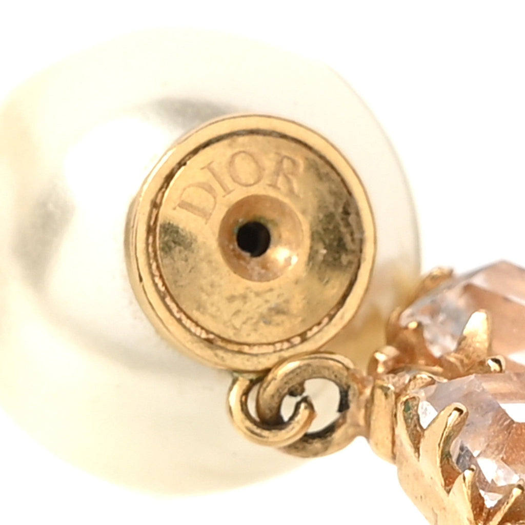 Pearl Crystal Dior Tribales Drop Earrings Gold