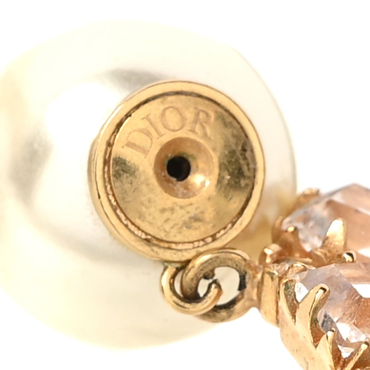 Pearl Crystal Dior Tribales Drop Earrings Gold