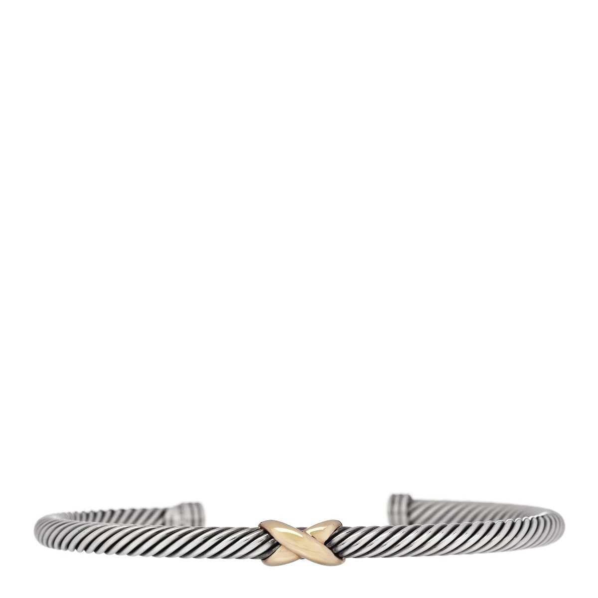 Sterling Silver 18K Yellow Gold 4mm X Station Cable Bracelet