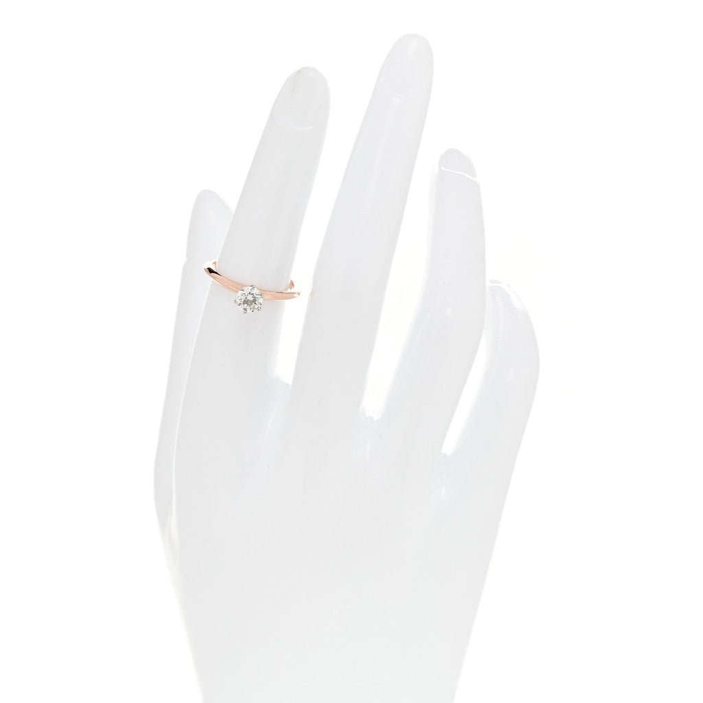 18K Rose Gold Platinum Diamond .48ct Solitaire Engagement Ring 52 6