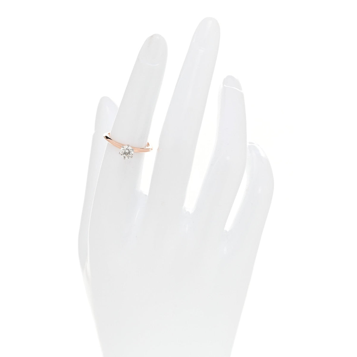 18K Rose Gold Platinum Diamond .48ct Solitaire Engagement Ring 52 6