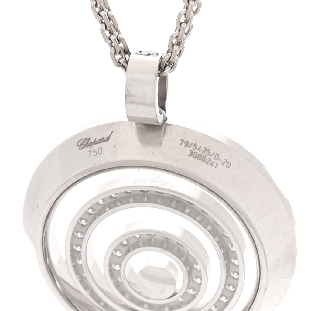 18K White Gold Diamond Happy Spirit Three-Ring Pendant Necklace