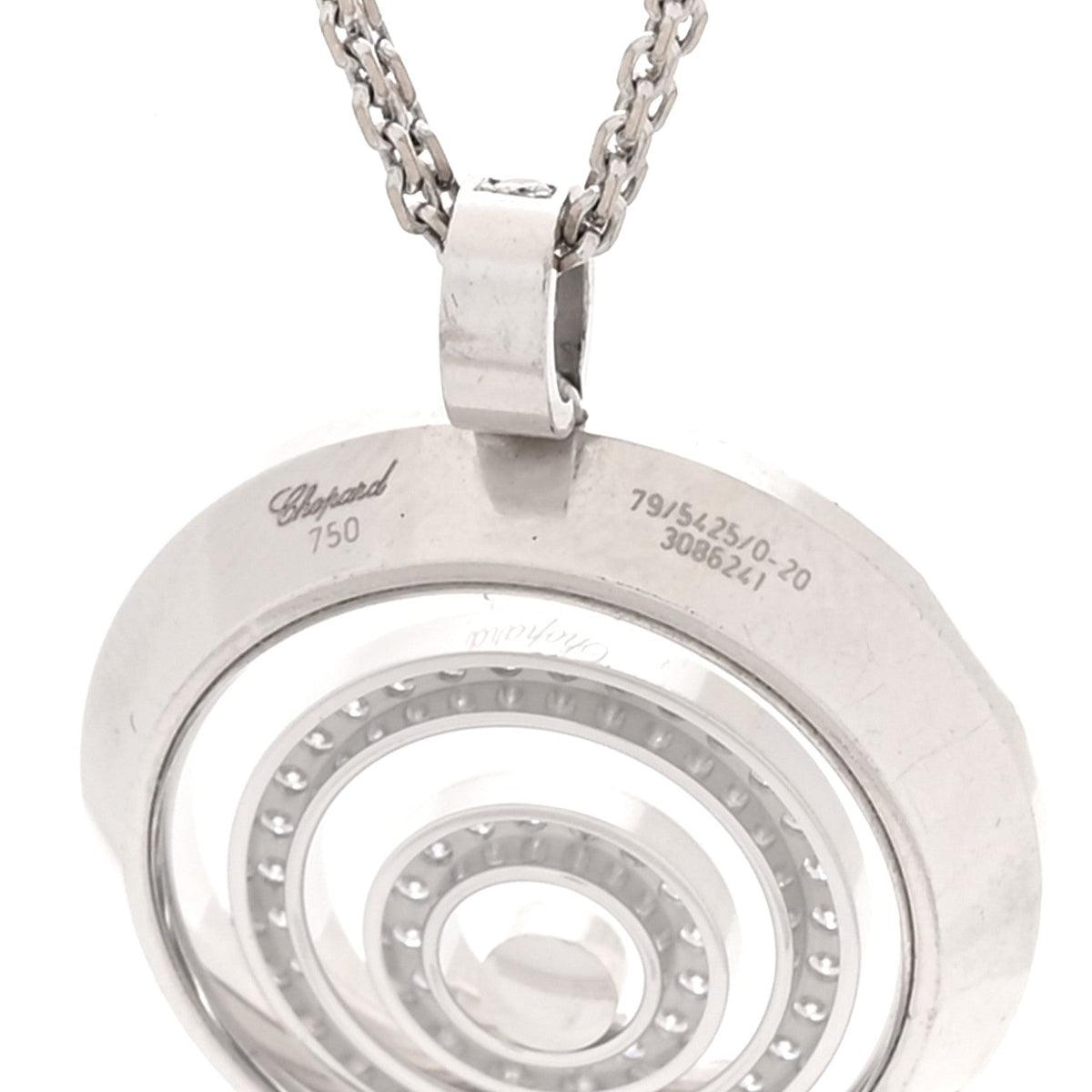 18K White Gold Diamond Happy Spirit Three-Ring Pendant Necklace