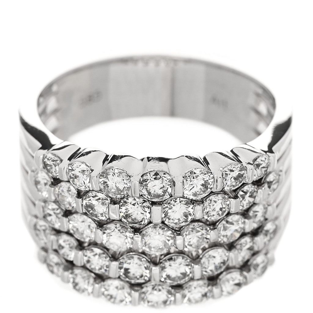 14K White Gold Diamond 1.90ctw Five Row Band Ring 53 6.25