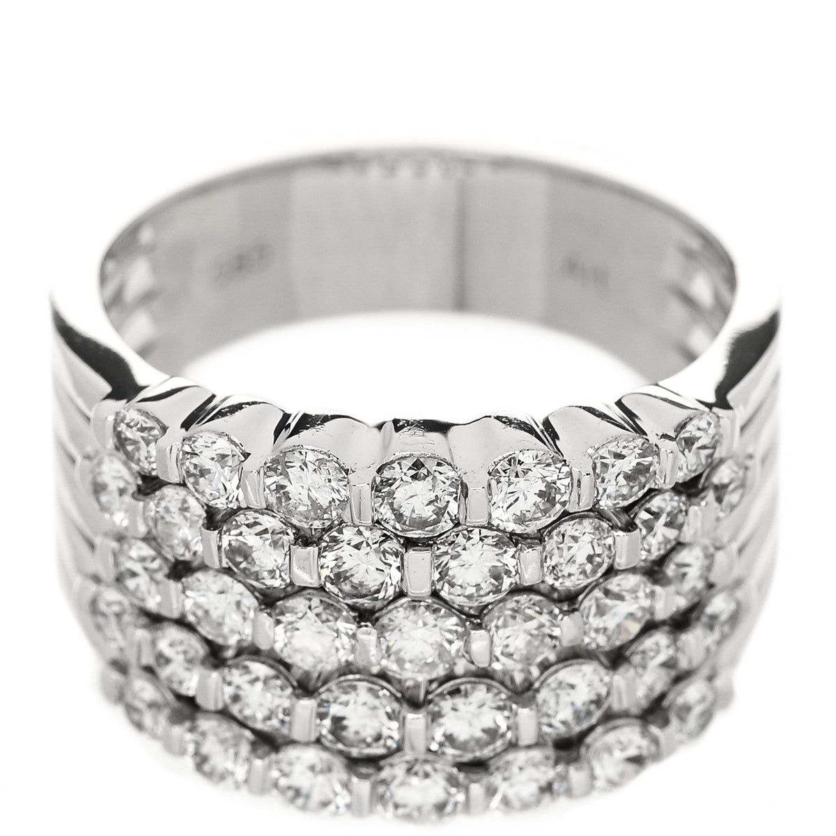 14K White Gold Diamond 1.90ctw Five Row Band Ring 53 6.25