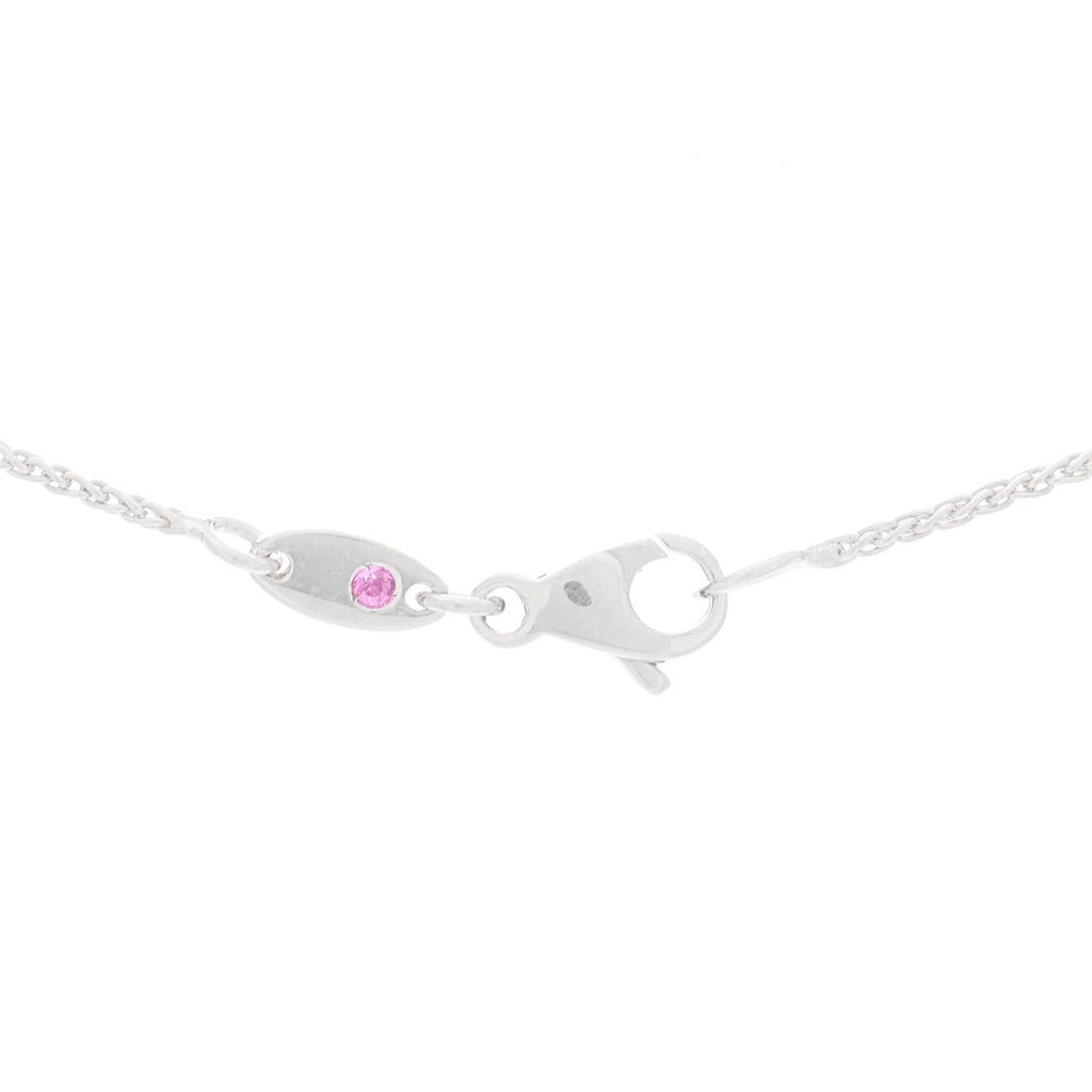 18K White Gold Three Diamond Drop Pendant Necklace