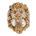 Metal Crystal Lion Head Ring 56 7.5 Gold