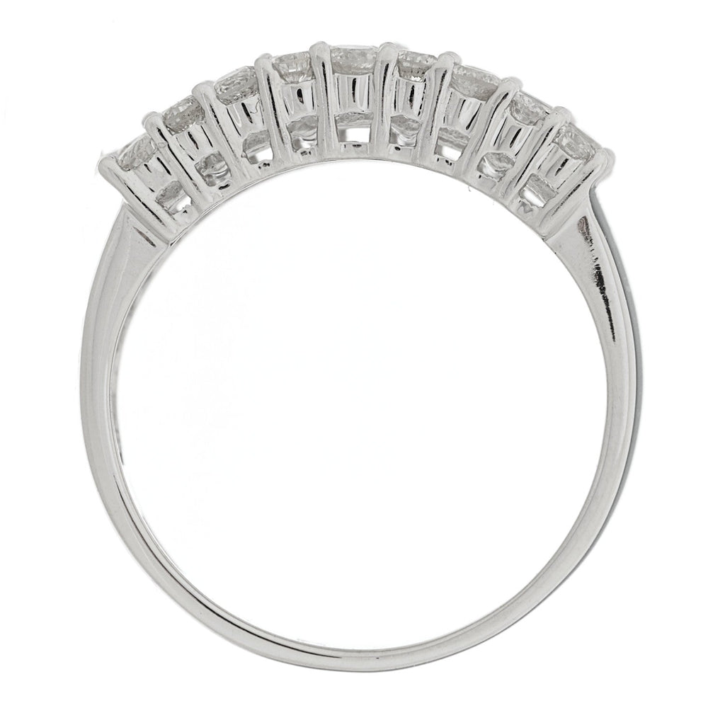 14K White Gold Diamond 1.71ctw Five Row Round Princess Cut Band Ring 54 7