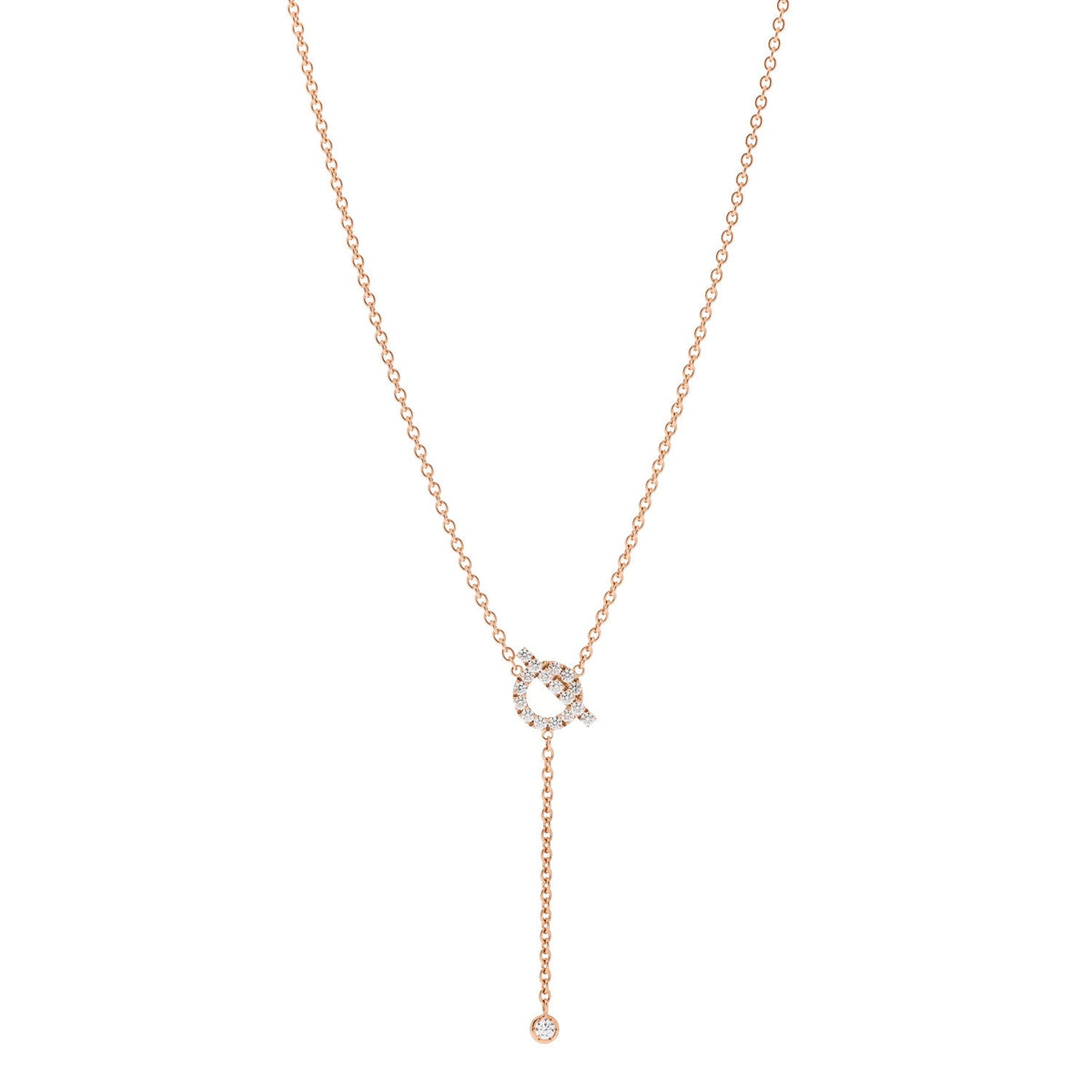 18K Rose Gold Diamond Finesse Lariat Necklace