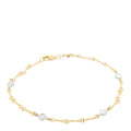 18K Yellow White Gold Diamond DogBone Chain Station Bracelet