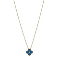 18K Yellow Gold Diamond Celestial Blue Sevres Porcelain Vintage Alhambra Pendant Necklace