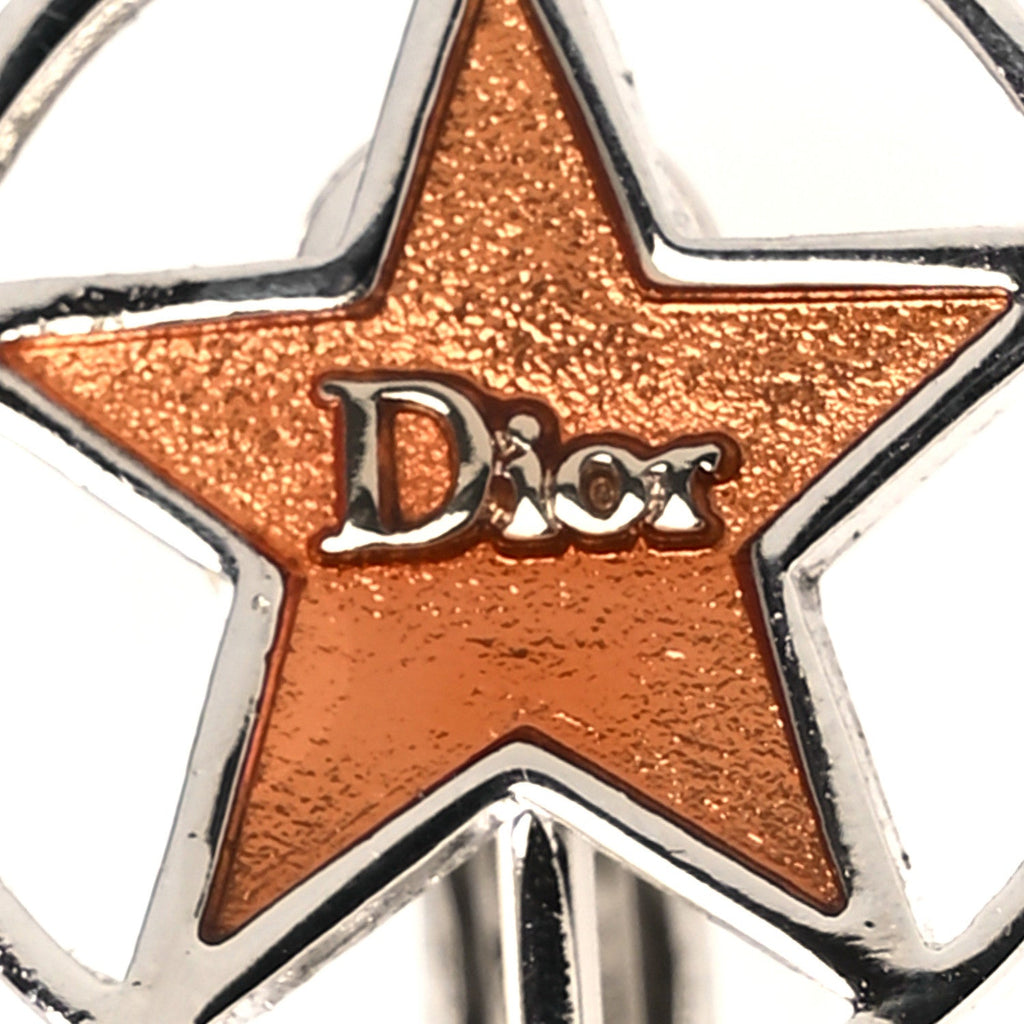 Metal Star Clip On Earrings Silver Orange