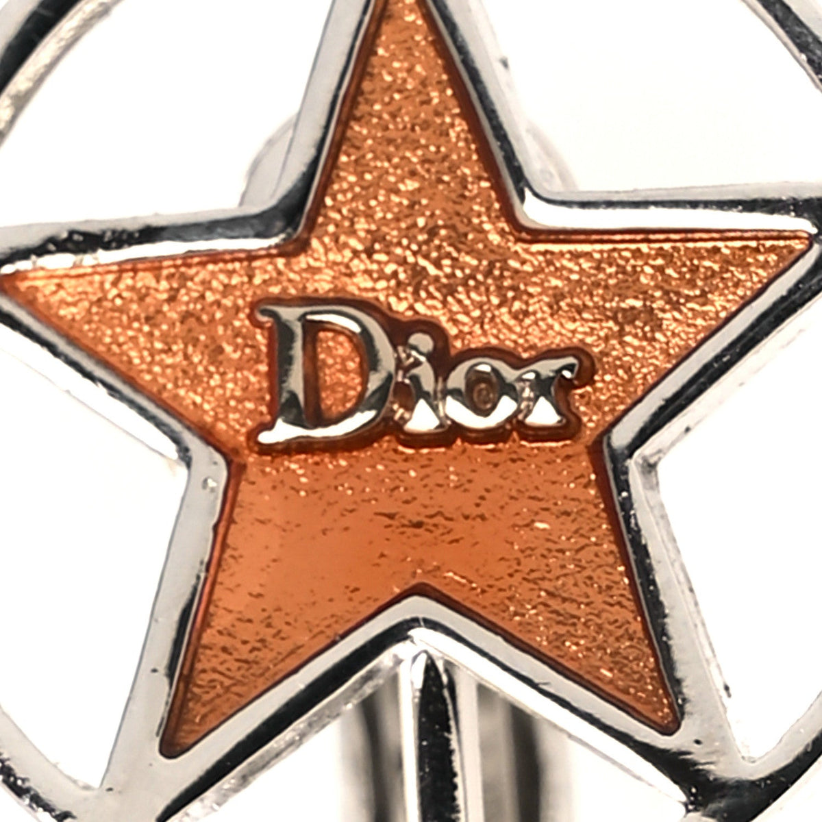 Metal Star Clip On Earrings Silver Orange