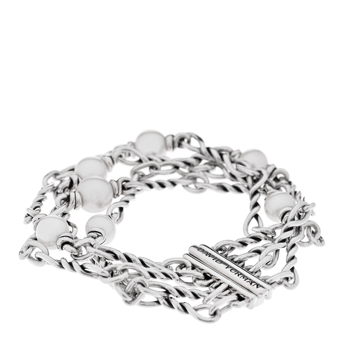 Sterling Silver Pearl Continuance Four-Row Chain Bracelet