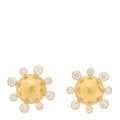 18K Yellow Gold Diamond Hammered Dome Stud Earrings