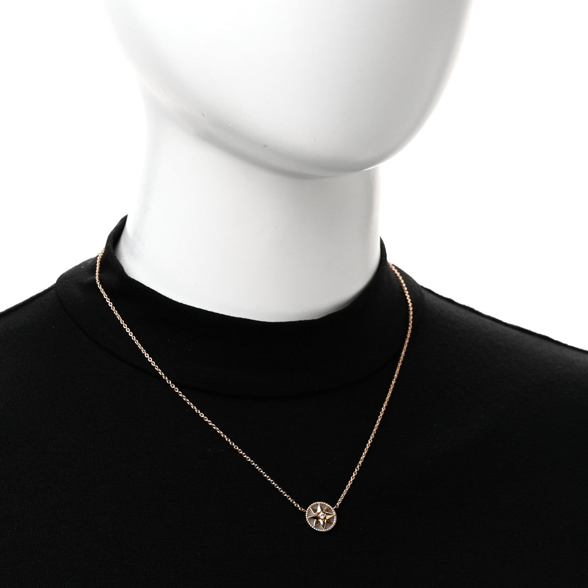 18K Rose Gold Diamond Pink Opal Rose Des Vents Necklace
