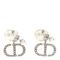 Pearl Crystal Tribal CD Drop Earrings Silver