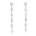 Platinum Diamond 2.71ctw Round Pear Marquise Cut Drop Earrings