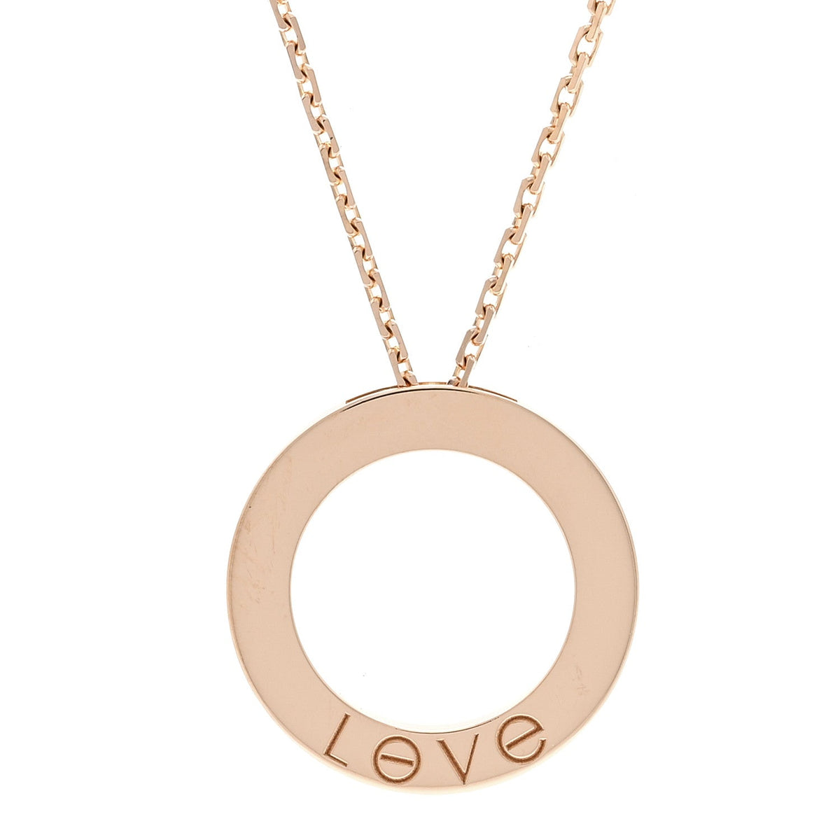 18K Pink Gold 3 Diamonds LOVE Pendant Necklace