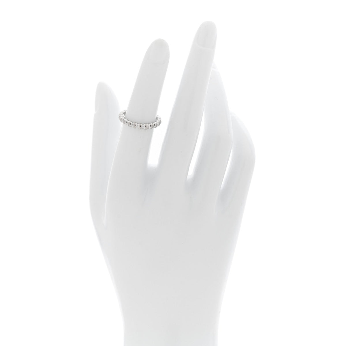 18K White Gold Medium Perlee Ring 49 5