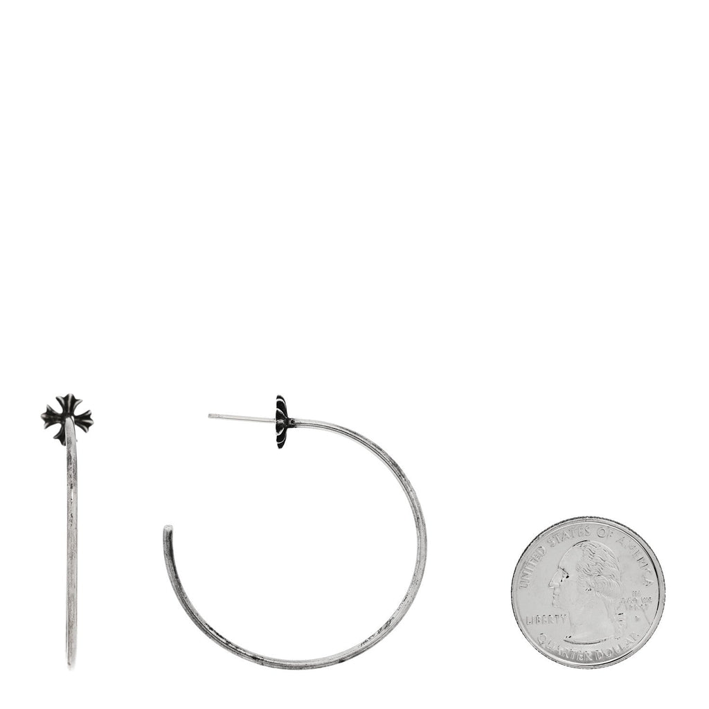 Sterling Silver Plus Cross Hoop Earrings